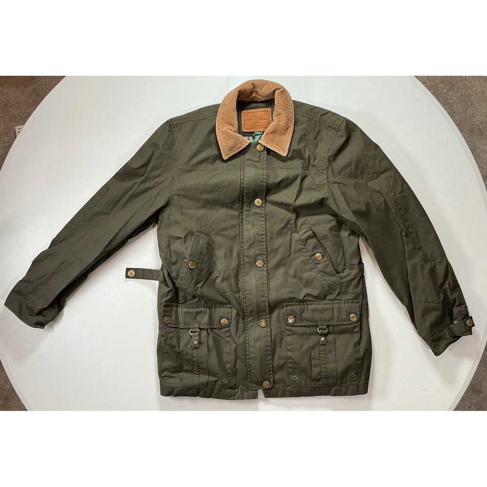 Lauren Ralph Lauren Barn Jacket Womens S Olive Green Corduroy Trim Barn Coat
